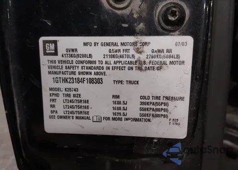 2004 GMC Sierra 2500Hd Slt from USA, damaged, VIN 1GTHK23184F108303